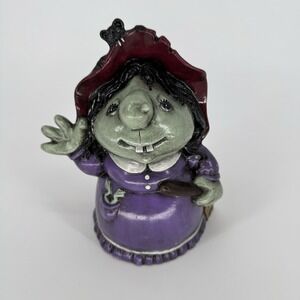VTG Halloween Witch Handmade Ceramic Painted Figurine Decor 80s Gare Inc Mold‎